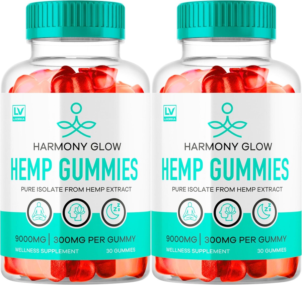 (2 Pack) Harmony Glow Gummies, Harmony Glow Hemp Gummies, Harmony Glow Supplement, Harmony Glow Natural Hemp, HarmonyGlow Hemp Gummies, Harmony Glow Multivitamin Gummys, 60 Gummies for 2 Months