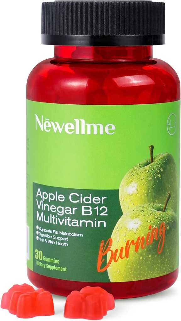 NEWELLME Appleのサイダーの酢のガミーB12のMultivitamin、ACVの補足のガミーのビタミン、女性及び人のためのVegetarianの補足、非GMO、サポート正常なエネルギー レベル及び腸の健康30のガミー(30)