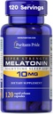 Puritan's Pride Premium Super Strength Melatonin 10mg Sleep Aid、Sound、Resful、Longer Sleep Supportの栄養補助食品、4ヶ月サプライ、120急速なリリースカプセル(5月Varyのパッケージング)