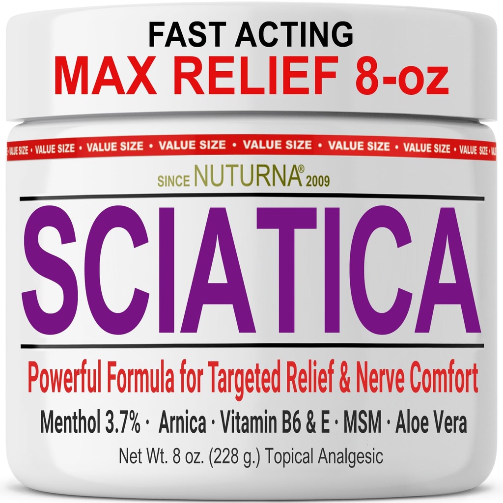 SciaticaのNerveのクリーム-フィート、手、足、つま先、背部のための最高の強さの慰めのクリーム-自然な超強さのArnica、MSM、メンソール、慰め、大きい8 Ozをなだめる