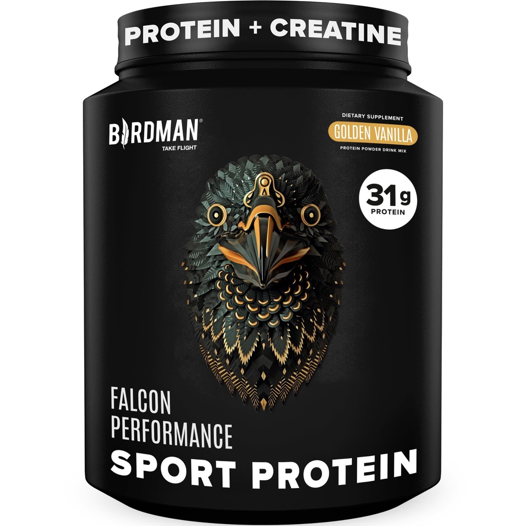 BIRDMANのFalconの性能のビーガン蛋白質の粉、31g蛋白質、5gのクレアチン、5g BCAAのプロバイオティクス、電解質、プレワークアウト、低い炭水化物、砂糖は放します及び酪農場は放します、植物によって基づくバニラ蛋白質-19は与えます