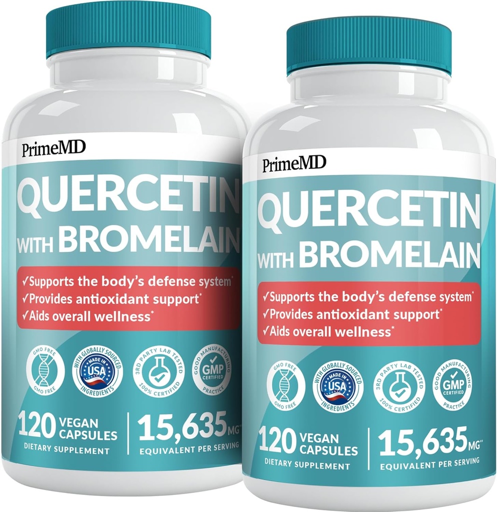 Bromelainの補足が付いている28-in-1 Quercetin -毎日の免疫の防衛サポートのためのケルセチン500mgのカプセル-ビタミンCおよびビタミンD (120のct、パック2)と高められる大人のための亜鉛が付いているケルセチン