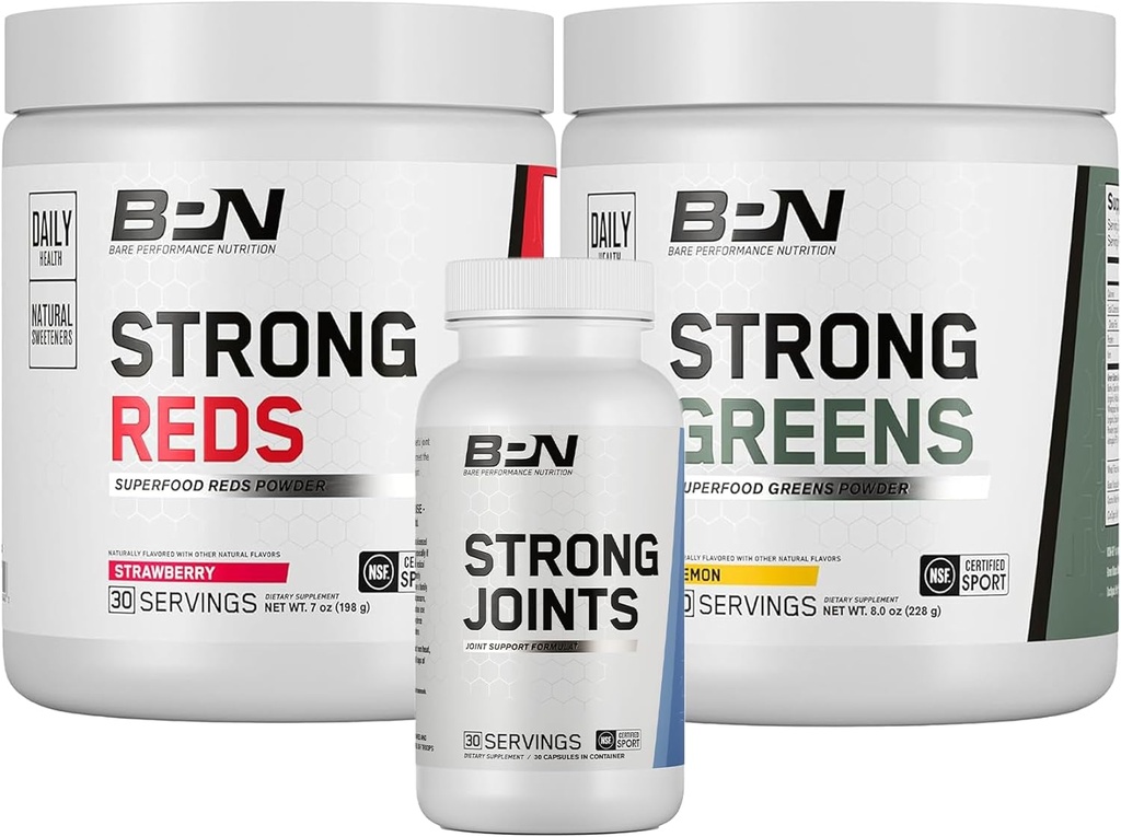 BARE PERFORMANCE NUTRITION BPNヘルス&ウェルネスバンドル、強力なレッド、強力なグリーンレモン、強力なジョイント
