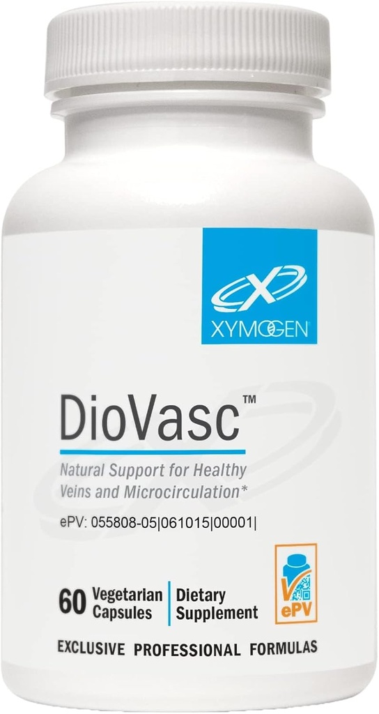 XYMOGEN DioVasc - Support for Healthy Veins, Capillaries, Blood Circulation - Micronized Diosmin for Enhanced Absorption - Blood Flow Supplement, Helps Promote Normal Lymphatic Drainage (60 Capsules)