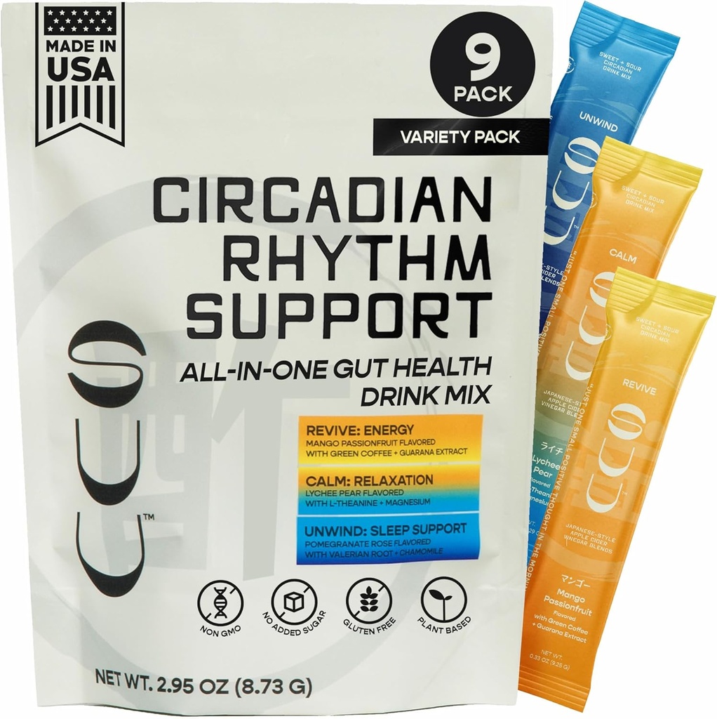 グットヘルスドリンクミックス | Apple Cider Vinegar Prebiotics、Probiotics 女性と男性のための消化器の健康 | 睡眠、エネルギー、精神的、カロリーのウェルネス成分 | バラエティパック、9 サービング