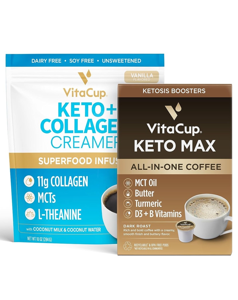 VitaCup Keto Max Coffee ポッド 18ct & Keto Creamer 10oz