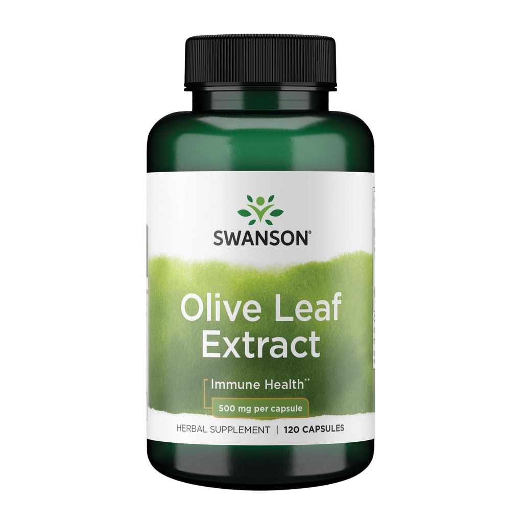 Swanson Olive Leaf Extractカプセル20% Oleuropein - 免疫サポートを提供し、心臓血管系の健康を促進し、健康な血圧をサポート - (120カプセル、各500mg)