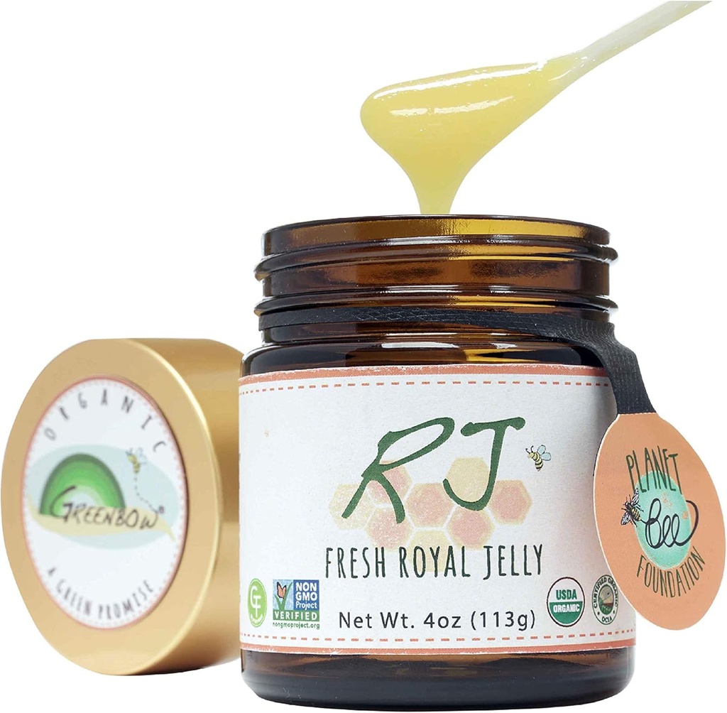 Greenbow Organic Fresh Royal Jelly - 100% USDA Certified Organic, Non-GMO, Halal, Pure, Gluten Free - One of The Most Nutrition Packed - (113g)