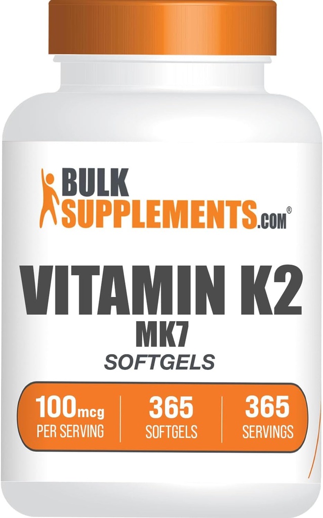 BulkSupplements.comビタミンK2Softgels - ビタミンK2 MK7、ビタミンサプリメント - グルテンフリー、1回の給食あたりのSoftgel、365カウント(パッケージ1)