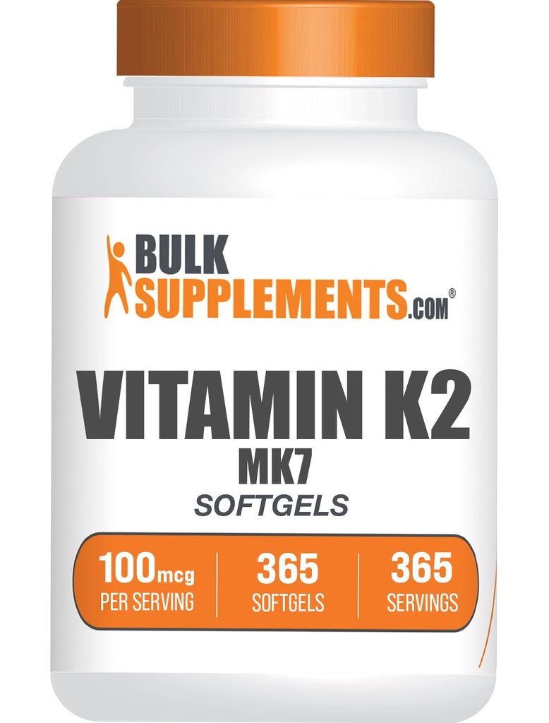 BulkSupplements.comビタミンK2Softgels - ビタミンK2 MK7、ビタミンサプリメント - グルテンフリー、1回の給食あたりのSoftgel、365カウント(パッケージ1)