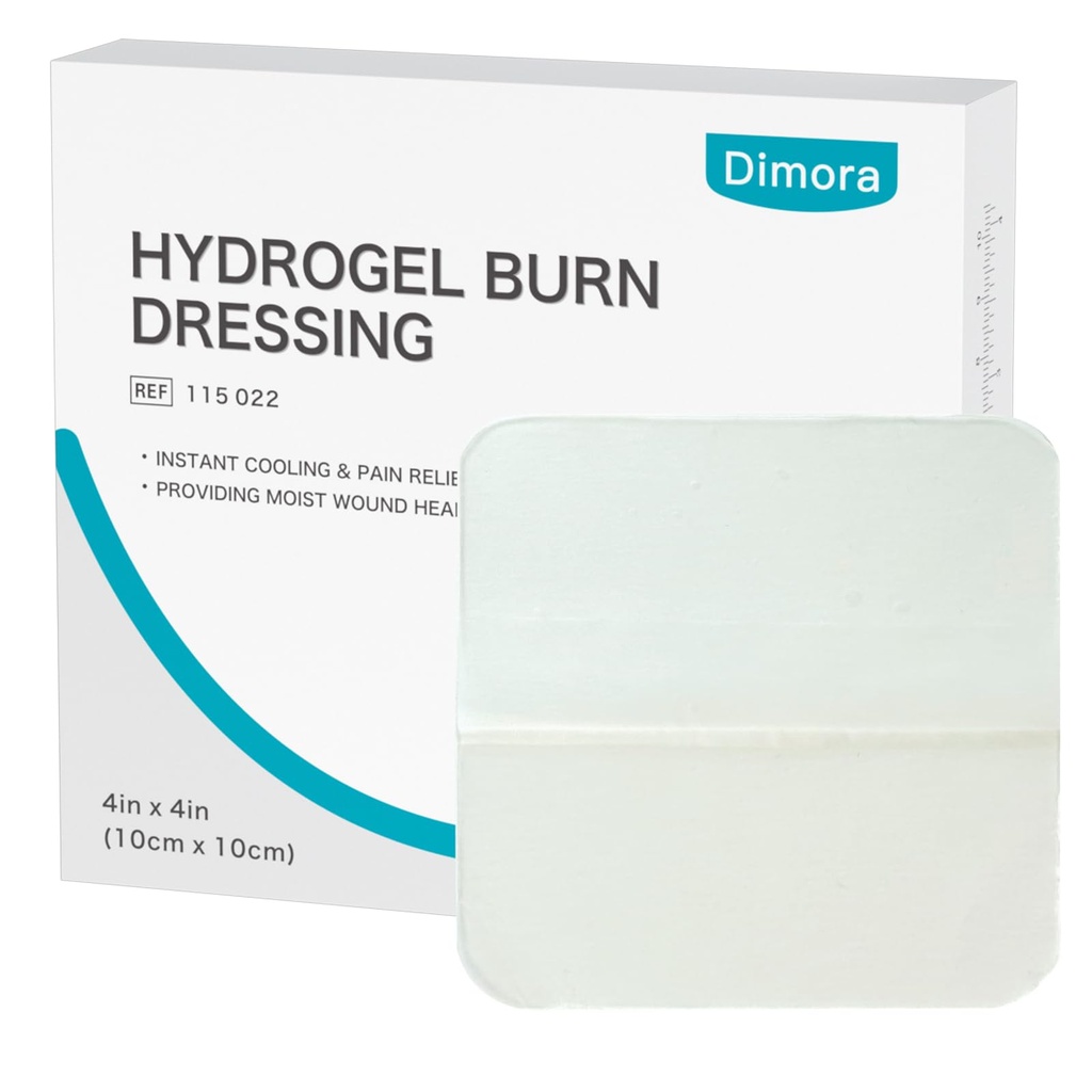 Dimora Hydrogel Burn Dressing 4 "x 4" - マイナーバーニング&ウインドドのためのインスタント冷却救済を焼くと、モイストバーンパッドを1st-2度焼く、カット、研磨(10カウント)