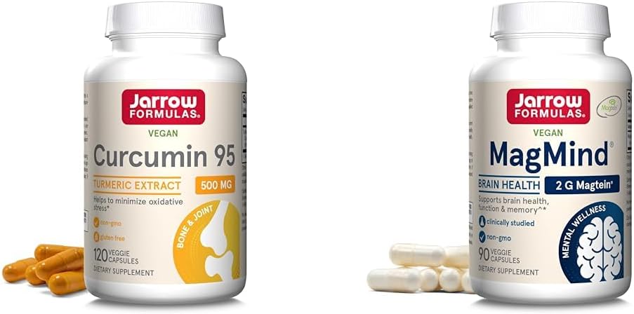 Jarrowフォーミュラクルクミン95 500mg - 最大120のサービング(野菜キャップ) - 増粘性クルクミン抽出物とMagMind脳の健康Magtein(マグネシウムL-Threonate)、栄養補助食品