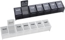 EZY DOSE Weekly (7-Day) Daily Pill Organizer, Vitamin Planner, and Medicine Container, Large Compartments, Easy to Open, Travel Friendly, Includes One Black and One White (2 Pack), Made in The USA
