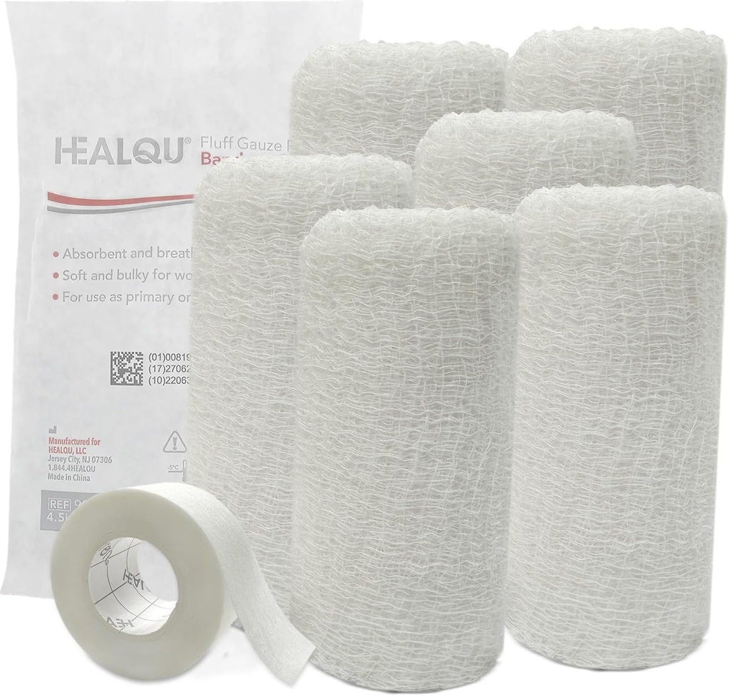 Kerlix Gauze 包帯ロール - 4 1/2 in x 4.1 Yds, 6 Ply - 6 単一の生殖不能 Pocuhes - 余分吸収性 - ラテックスフリー、病院用グレード コットン 包帯用包丁スタイル - 傷の心配と最初の援助用