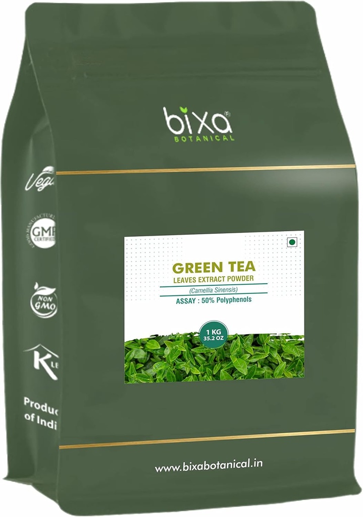 bixa BOTANICAL Ayurvedicの自然な草の補足の緑茶100%の純粋で確実な優れた質(Camelliaのinensis)の乾燥したエキス-紫外線による50%のポリフェノール  -1Kg (35.2 Oz)のパック