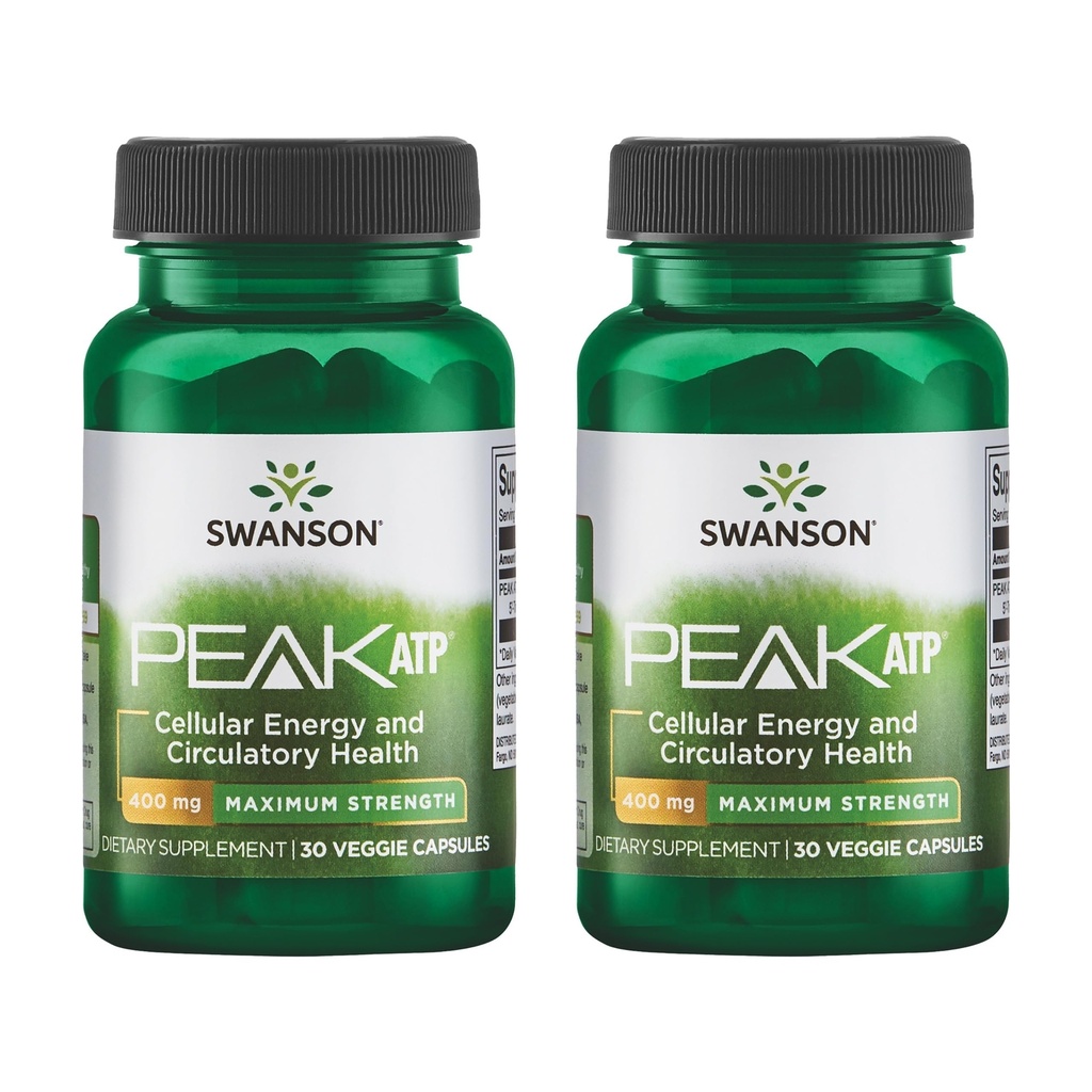 Swansonの最高の強さのピークATP-Naturalの補足は細胞エネルギー サポート 物理的な性能を促進し、健康な血流サポートを促進します-(30の野菜のカプセル、400mg各) 2のパック