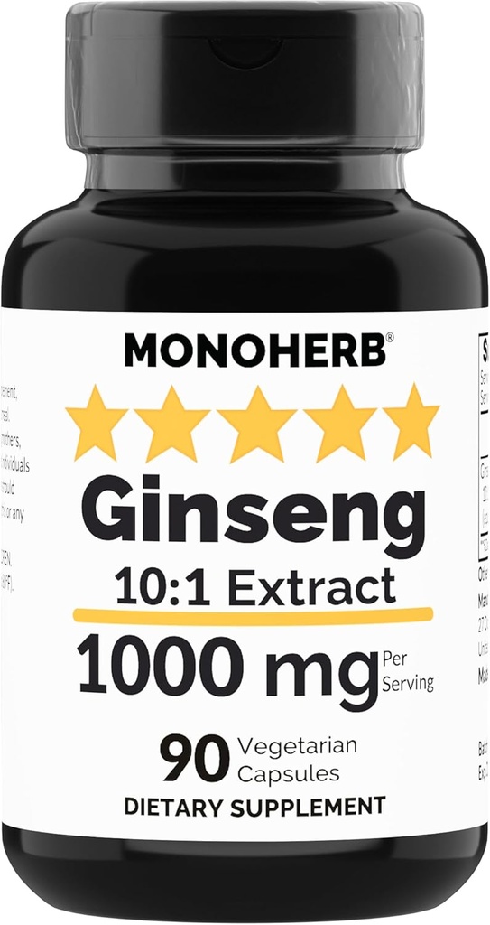 MONOHERB Ginseng Extract 1000 mg - 90 Vegetarian Capsules