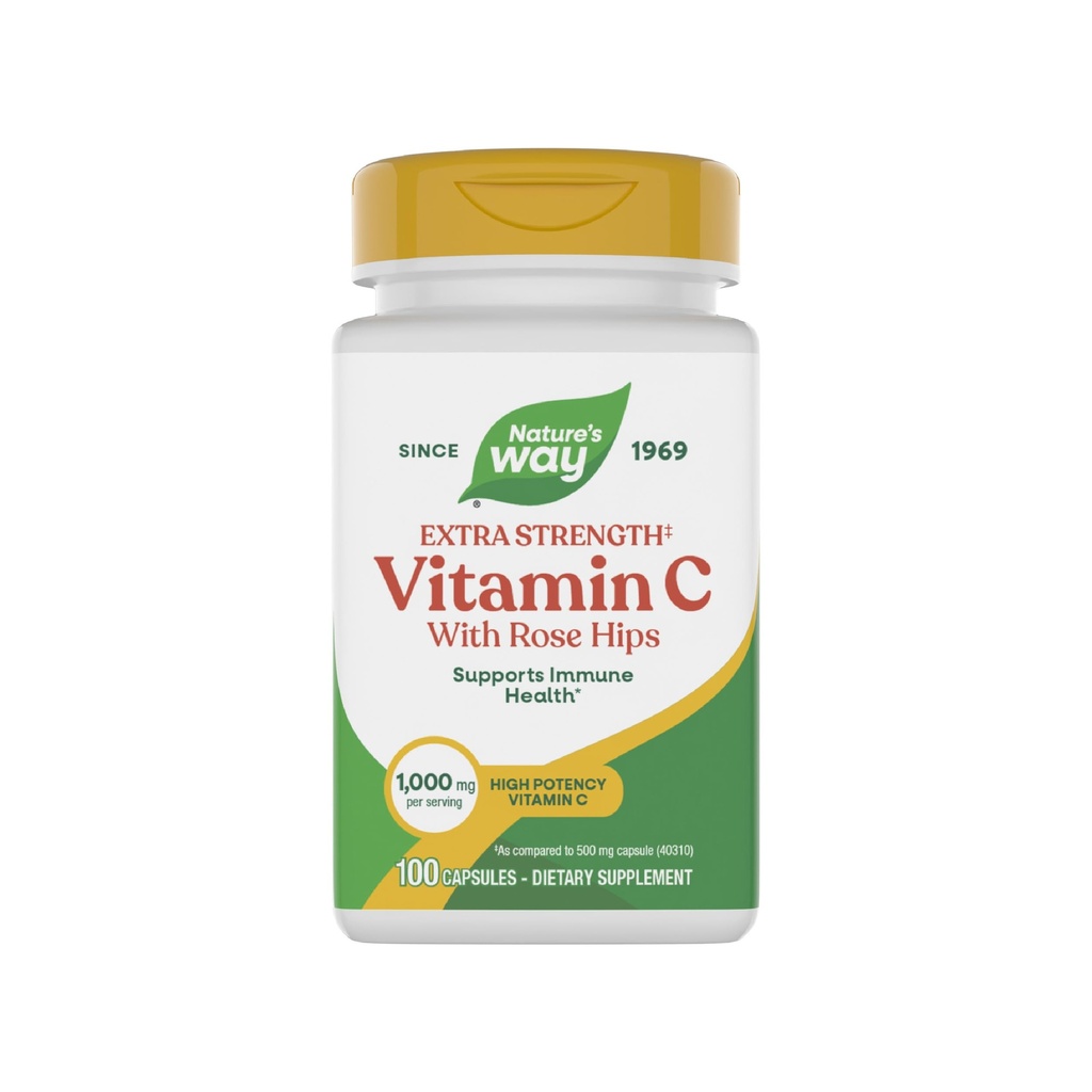 Nature's Way Extra Strength(1) Vitamin C with Rose HIPS、免疫健康をサポート*、コラーゲン生産*、高効力ビタミンC、100カプセル(5月パッケージ)