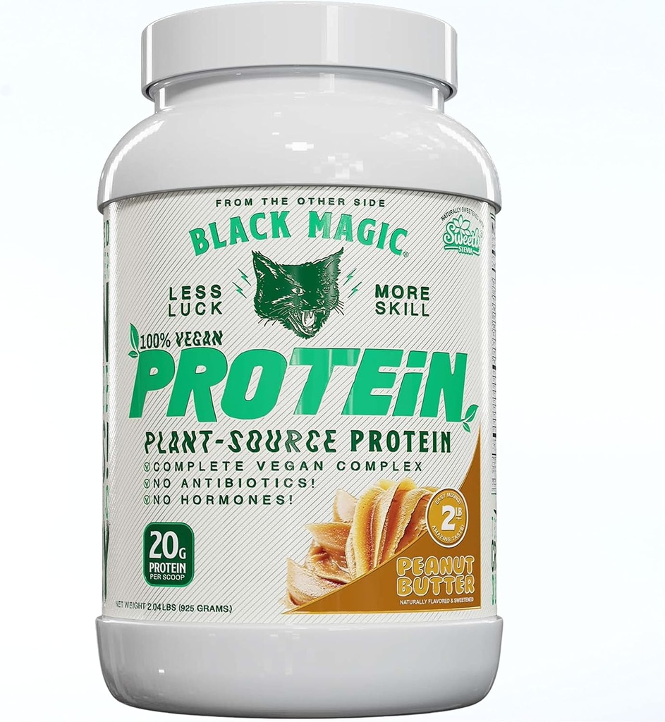 ブラックマジック植物ソース100%ビーガンタンパク質 - Keto、低砂糖、乳製品フリータンパク質 - プレ/ポストワークアウト - ピーナッツバター - 20gタンパク質 - 2 LB