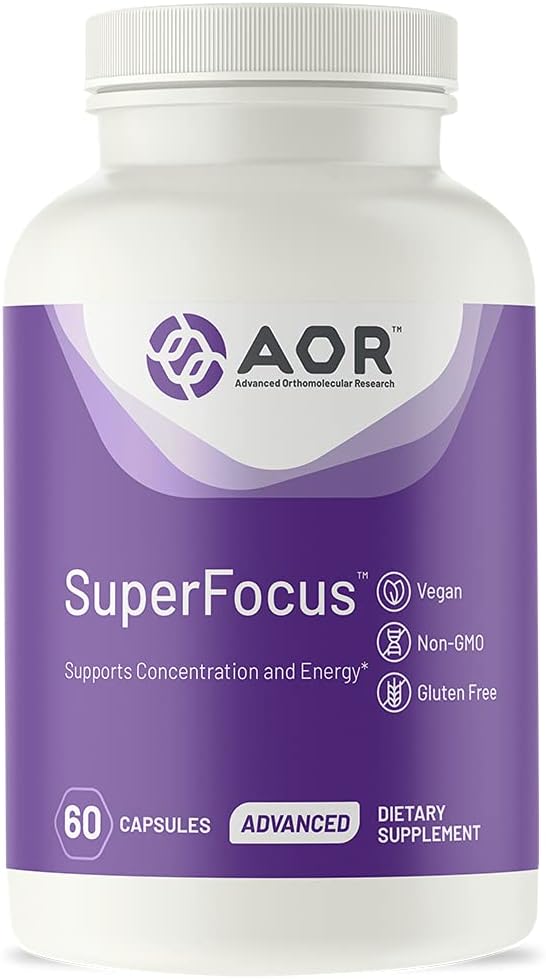 AOR、SuperFocus、サポート集中、エネルギー、精神的警戒、カルムとリラックス、栄養補助食品、60サービング(60カプセル)