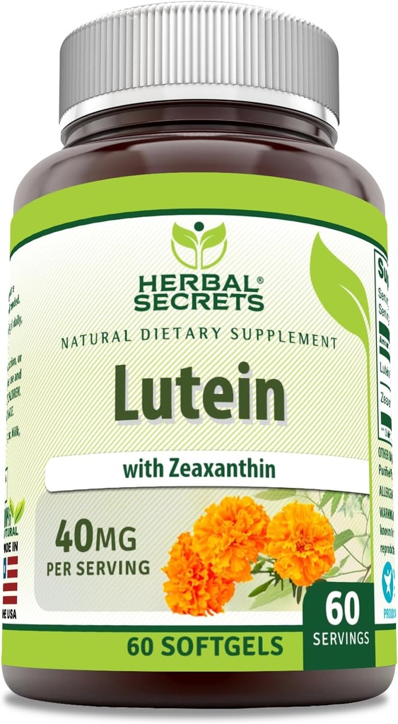 Herbal Secrets Lutein with Zeaxanthin Supplement | 40 Mg Per Serving | 60 Softgels | Non-GMO | Gluten-Free | Made in USA
