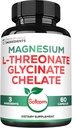 Satoomi 1200mg 3in1 マグネシウム L-Threonate サプリメント Glycinate & Chelate - 60 ビーガンカプセル