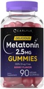 Carlyle Melatonin 2.5 mg グミー | 90 カウント | ベリーフレーバー ガミー サプリメント | 完全菜食主義者の, 非GMO, グルテンフリー