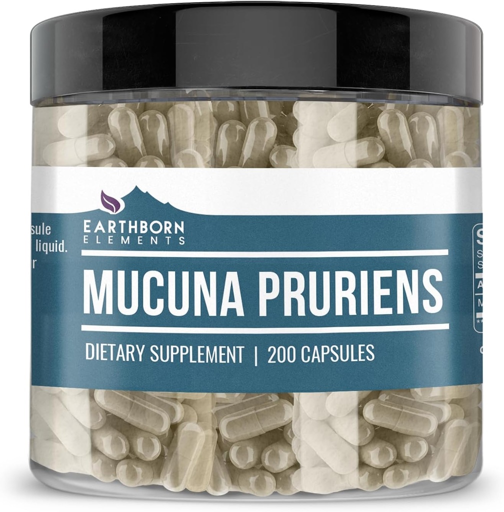 地球の要素のMucuna Pruriensのエキス、200のカプセル、添加物無しまたは注入口
