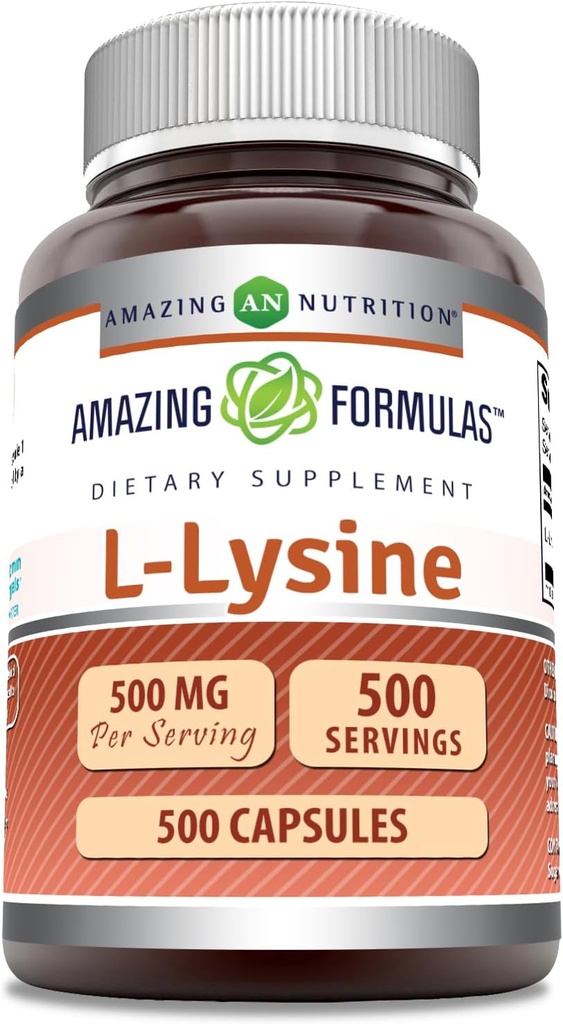アメージングフォーミュラ L-Lysine 500 mgカプセルアミノ酸サプリメント | 非GMO | グルテンフリー | 米国製 (500 カウント)