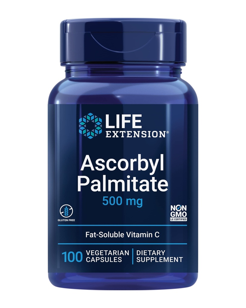 ライフエクステンションAscorbyl Palmitate 500mg - 免疫サポートと長寿のための脂肪溶性ビタミンCサプリメント - 水溶性グルテンフリー、非GMO、ベジタリアン - 100カプセル
