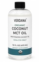 Verdana Organic MCT Oil 16 oz – 食品グレード USDA オーガニック ケトコーヒー、風味の低い天然油 プル ムートウォッシュ&マッサージ - ココナッツ デリバリー、フラクション - ミディアムチェーン C8 C10 - Non-GMO、コーシャ