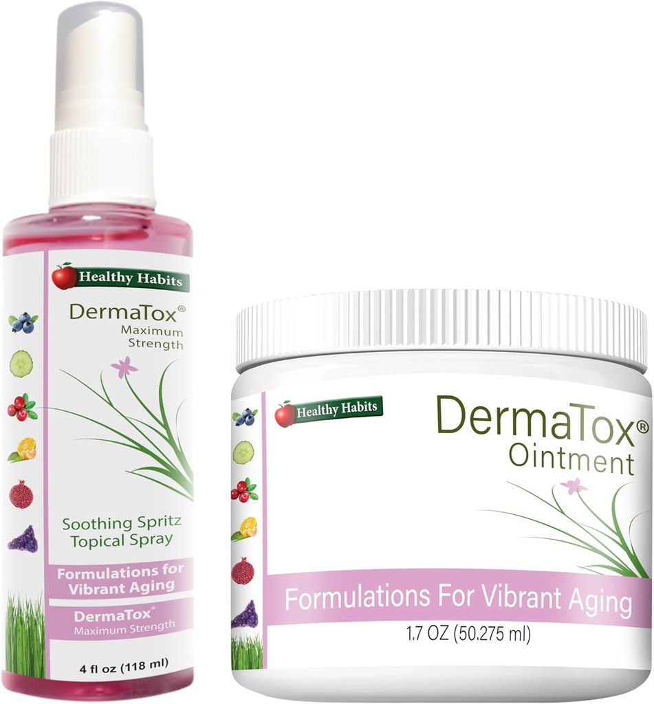 健康な習慣の DermaTox の束 - 4oz の Topical スプレーおよび 1.7oz 軟膏 - すべての自然、すべての目的、安全で効果的な皮膚栄養