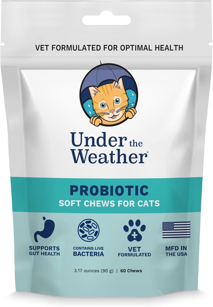 猫のための気象ペットプロバイオティック咀嚼の下 | 正常な消化を促進し、健康な腸の健康のバランス | 60 星の形の柔らかい咀嚼