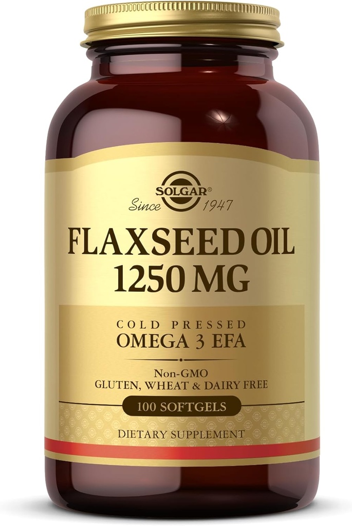 ソルガー亜麻仁油1250 mg、100 Softgels - 有機、冷間プレスオメガ3エッセンシャル脂肪酸 - 心臓、免疫&皮膚の健康をサポート - 非GMO、グルテンフリー、乳製品無料 - 50 サービング