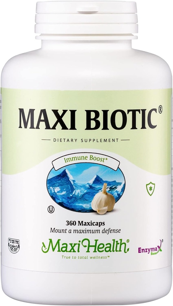 Maxi Health - Maxi Biotic の老化させたニンニクのエキスのカプセル(360 の計算)   Spirulina、Echinacea、Oregano および Enzymax の Kyolic のニンニクの補足-自然な酸化防止剤-ウェルネス サポート