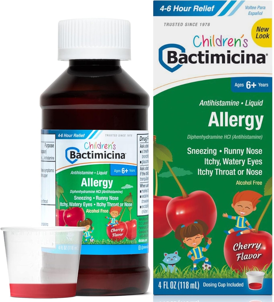 Bactimicinaの子供の液体-子供の薬-年齢6および上-甘いチェリーの味- 4つの小麦粉のOZ