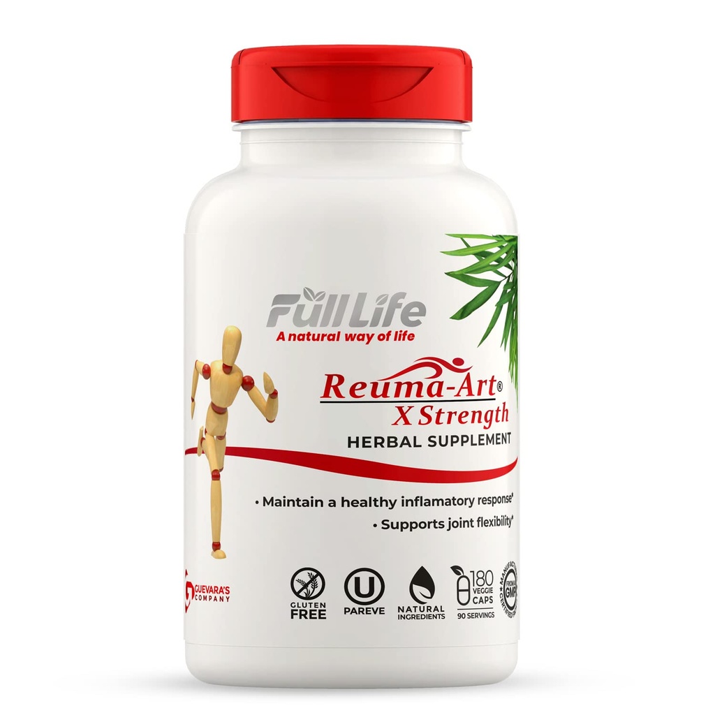 フルライフ Reuma-Art X 強度 – 400 mg ハーブサプリメント - 関節の柔軟性をサポート - 180 Veggie カプセル