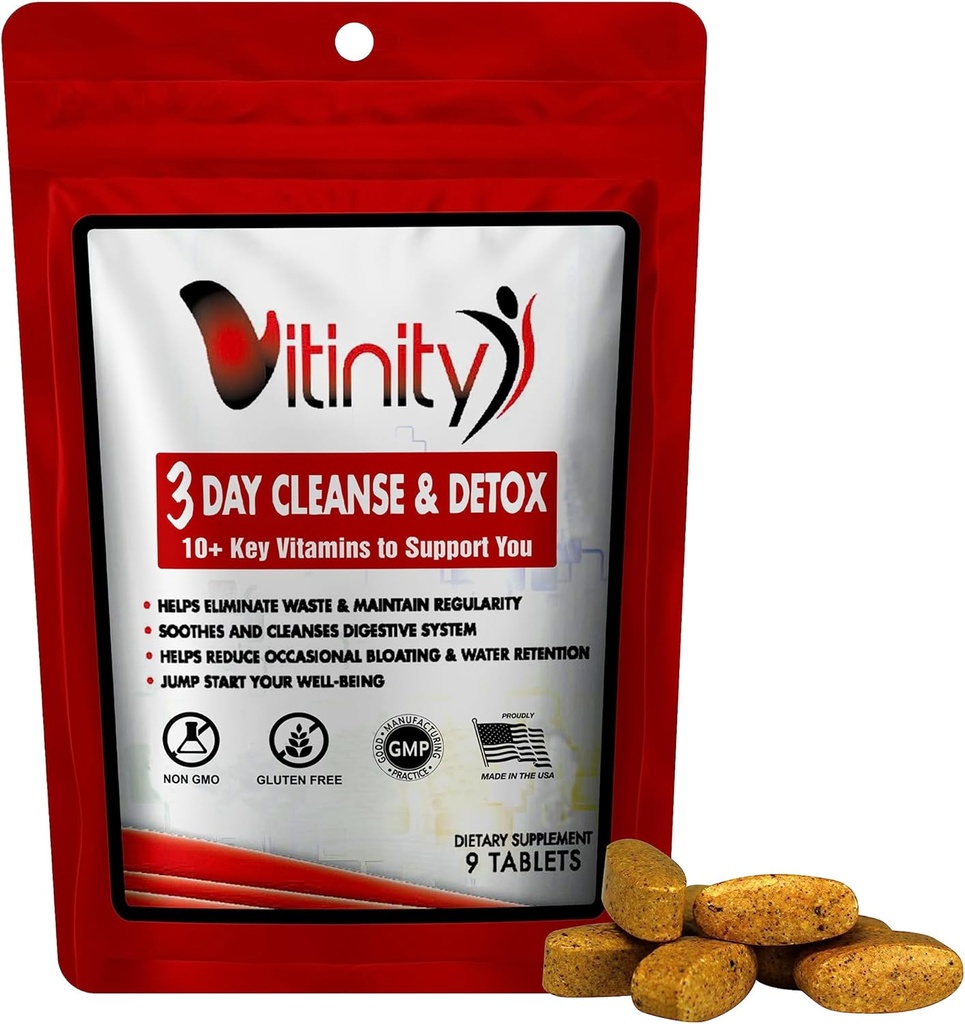 VITINITY 3デーデトックス - 天然全身デトックスピル - 消化の健康のためのコロンクレンス - 重量、膨満、便秘救済のためのハーブサプリメント - アップルサイダー酢&カイエンペッパー (1)