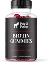 ピート&ペドロ BIOTIN 女性&男性のための髪、皮膚&爪の成長のためのグミー |ヘアケアはより強い肌のためのサプリメントを育てます | サービングごとのチェリービオチンガミー5000mcg | シャークタンクで見る、 60 カウント