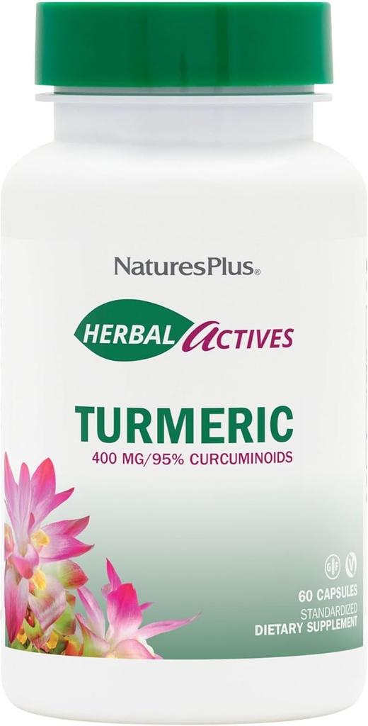 Natures Plus Herbal Actives ターメリック - 400 mg、95% クルクミン、60 ビーガンカプセル - ベジタリアン、グルテンフリー - 60 サービング