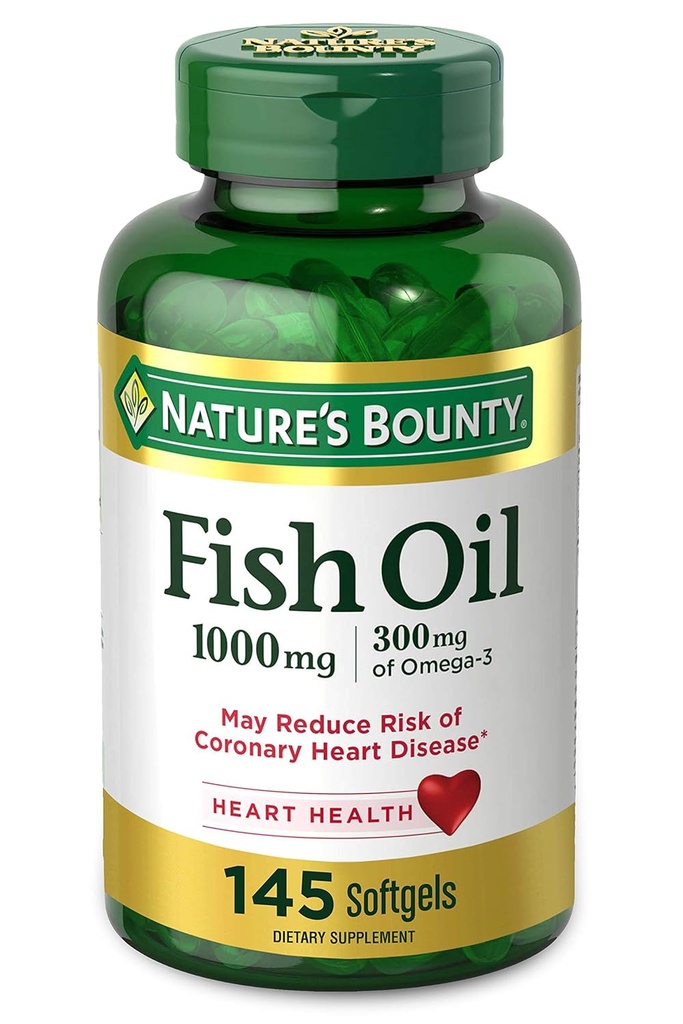 Nature's Bountyの魚油オメガ3 1000のmgのSoftgels 145のea