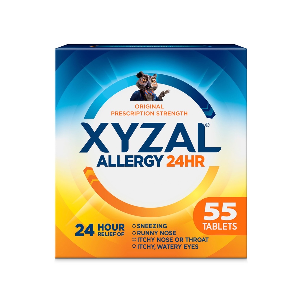 Xyzal 24時間のアレルギーの救助の薬、元の規定の強さのAntihistamine、LevocetirizineのDihydrochlorideのタブレット5のmg、55の計算