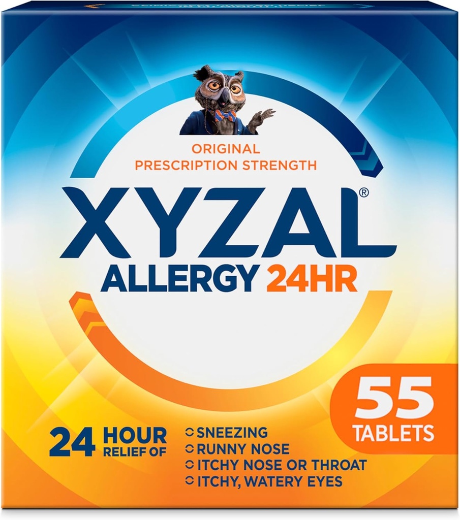 Xyzal 24時間のアレルギーの救助の薬、元の規定の強さのAntihistamine、LevocetirizineのDihydrochlorideのタブレット5のmg、55の計算
