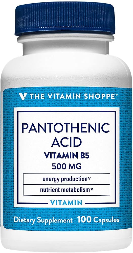 ビタミンB5のビタミンのShoppe Pantothenicの酸500MGは、エネルギー生産及び毛、皮、釘、毎日 (100カプセル)を支えます