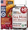 Sea Moss Gummies with Lions Mane Mushroom - Sea Moss Gel Alternative with Irish Moss, Reishi, Cordyceps, Chaga & Turkey Tail Supplement - Focus Gummy Without Coffee- 60 ct