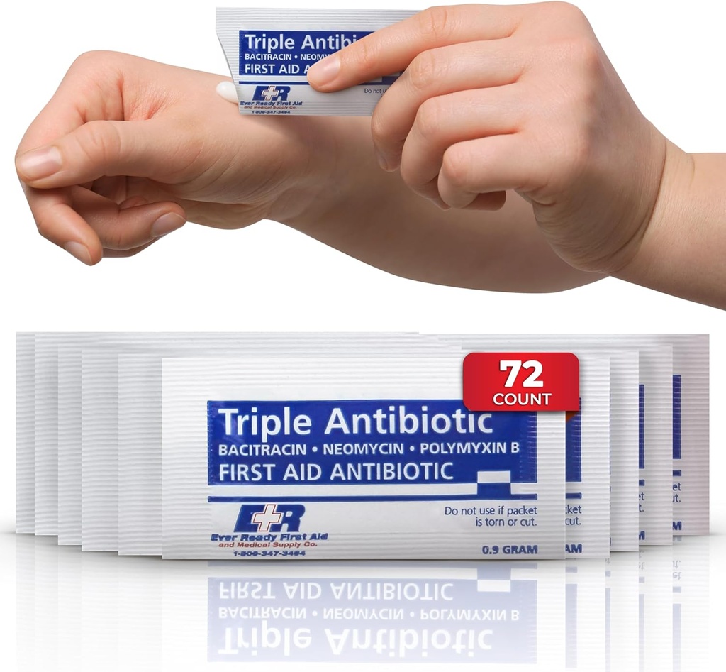 トリプル抗生物質軟膏 .9gr パケット – カットのための最初のエイドクリーム, Scrapes, Burns – Neomycin, Bacitracin, Polymyxin B – 72 カウント
