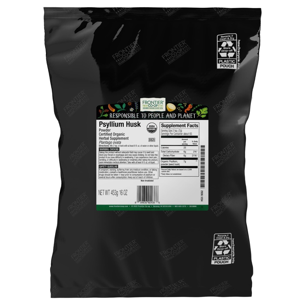 フロンティアCoopの有機性Psylliumの殻の粉1lb