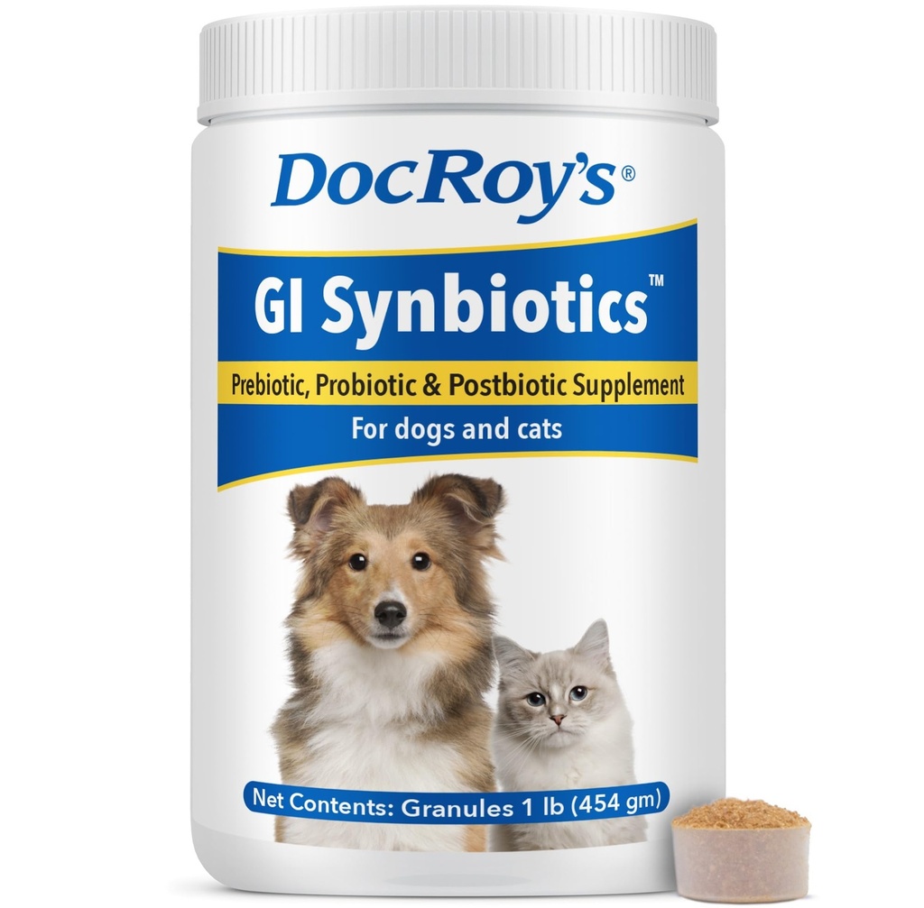 Doc RoyのGI Synbiotics Probiotics & Prebiotic Granules for Dogs & Cats - ライブカルチャー、BgMOS&ベータグルカンと消化&免疫健康サプリメント - チキンフレーバー - 454g顆粒