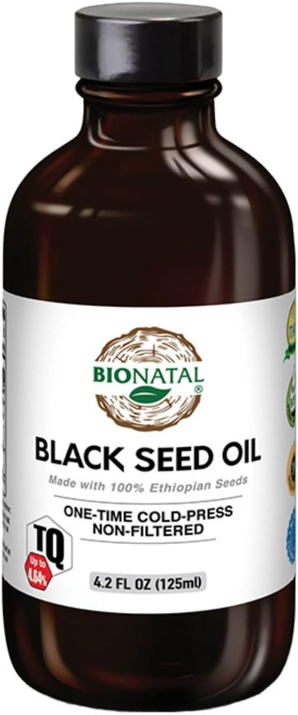 BioNatal Ethiopianの黒の種のオイル4.2ozガラス–風邪は黒いCuminの種油、Unrefined及び非Filteredの4.64%まで-サポート免疫システム、消化及び接合箇所を作り出します