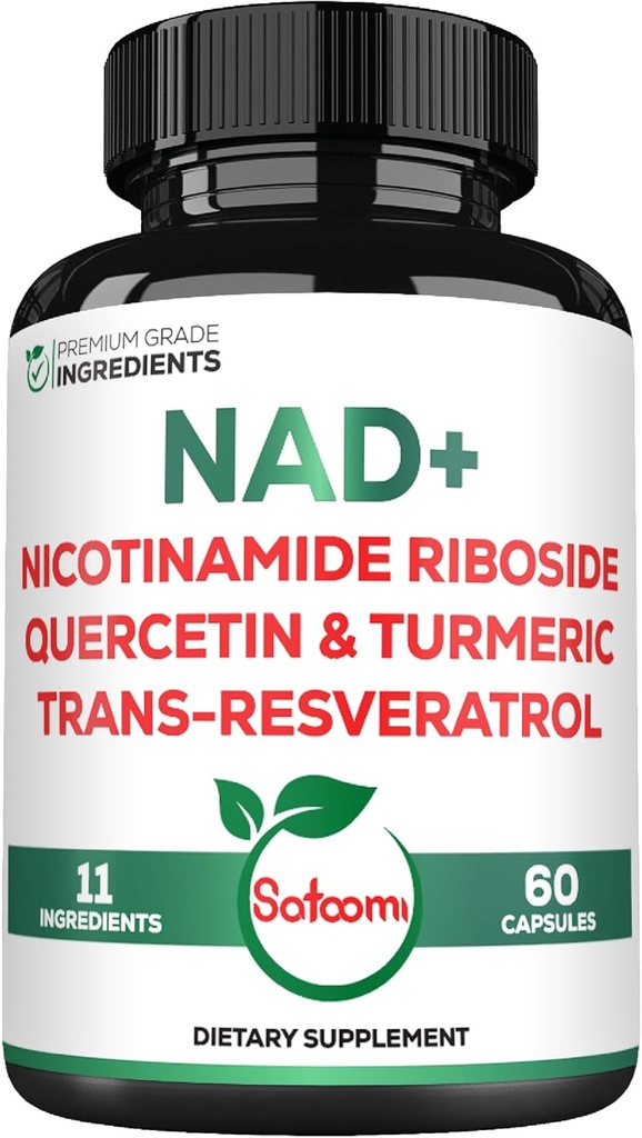 女性のためのSatoomi NADサプリメント - NADニコチンアミドリボシドResveratrol 900mg、Quercetin、Turmeric、Astragalus、Ginseng、ビタミンD3、ビタミンC - 60カウント
